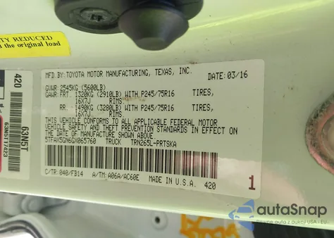 2016 Toyota Tacoma Double Cab/Sr/Sr5 из США, поврежденный, VIN 5TFAX5GN6GX065760